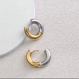 Sustainable gold and silver Round Hoop Earrings, gold plated earrings, Gold Silv